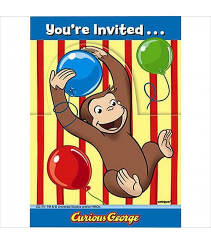 Curious 'Balloons' Invitations w/ Env. (8ct)